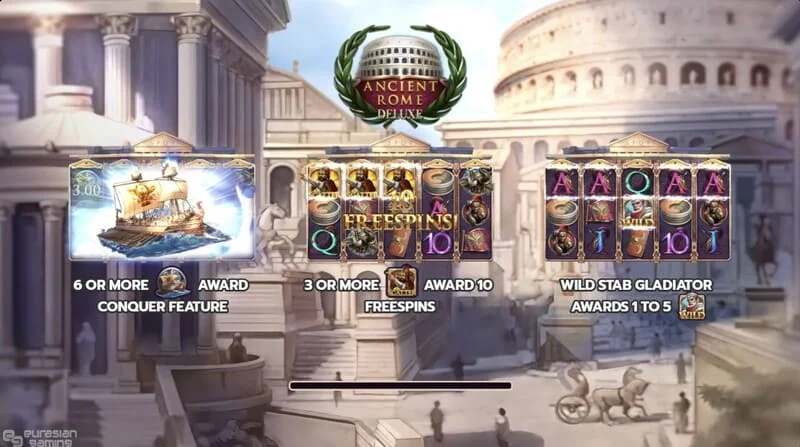 Ancient Rome Deluxe AI - skrini kuu ya reels na kiolesura