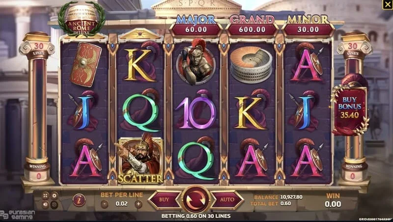 Ancient Rome Deluxe AI - Scatter na Mizunguko ya Bure